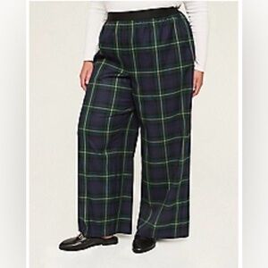 Lane Bryant Plaid Wide-Leg Pants - Navy and Green plaid size 20 plus